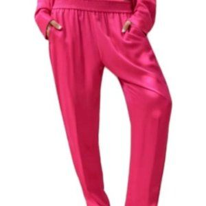 ZARA SATIN SPLIT HEM TROUSERS FUCHSIA 4886/045